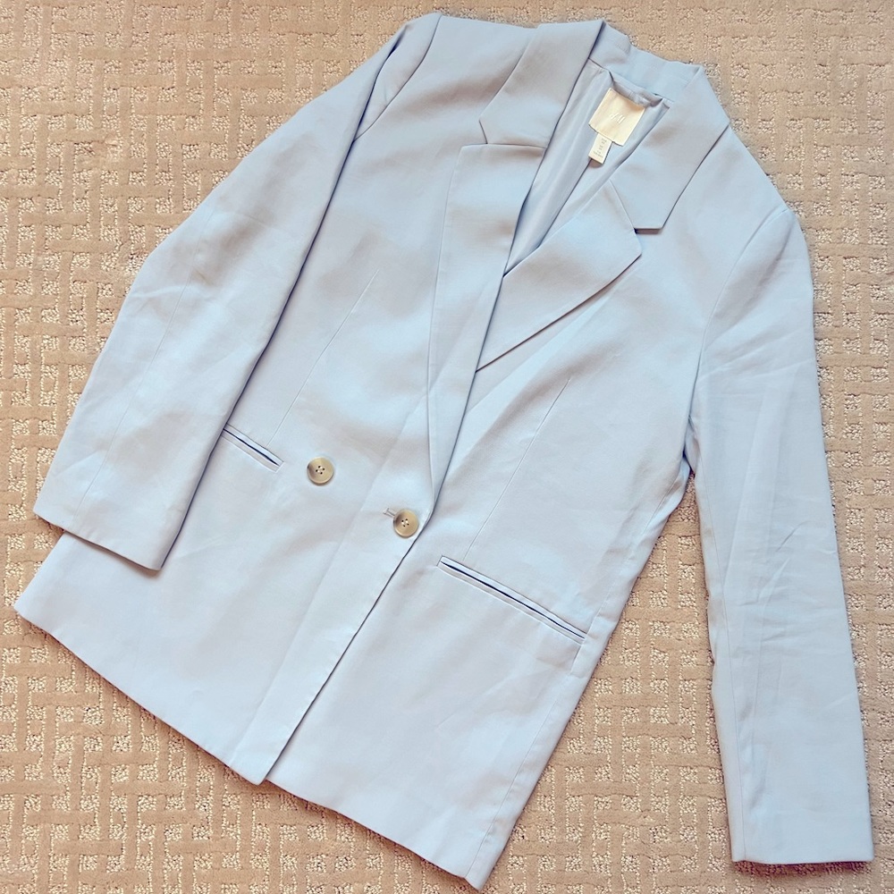 H&M light blue oversized blazer